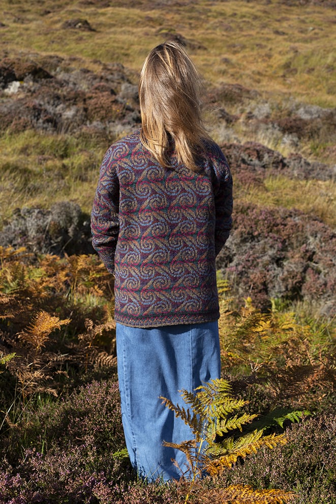 Donegal patterncard knitwear design by Alice Starmore in pure wool Hebridean 2 Ply hand knitting yarn