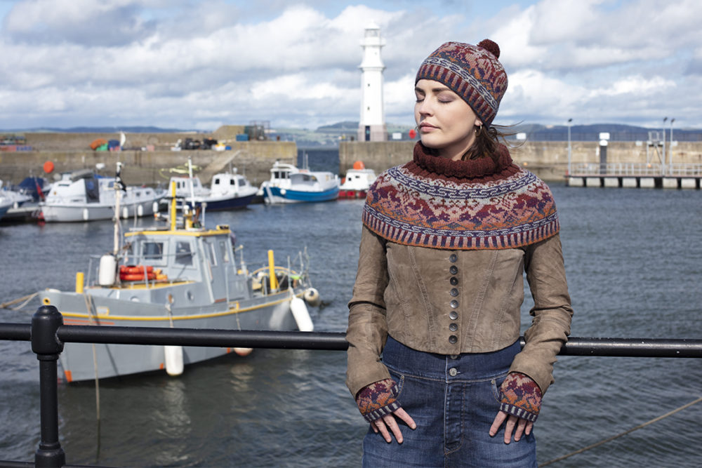 Hawk & Hound Hat Set patterncard knitwear design by Jade Starmore in pure wool Hebridean 2 Ply hand knitting yarn