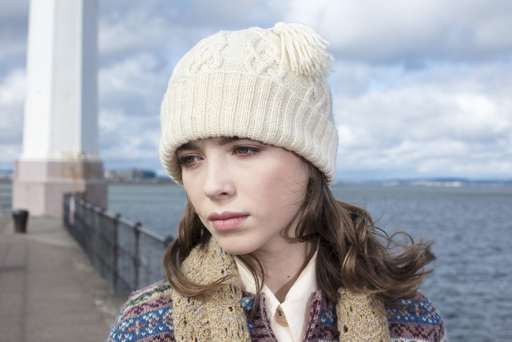 Kittiwake Hat design from Aran Knitting by Alice Starmore in Scottish Fleet pure British wool hand knitting yarn