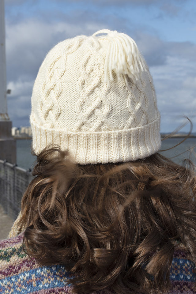 Kittiwake Hat design from Aran Knitting by Alice Starmore in Scottish Fleet pure British wool hand knitting yarn