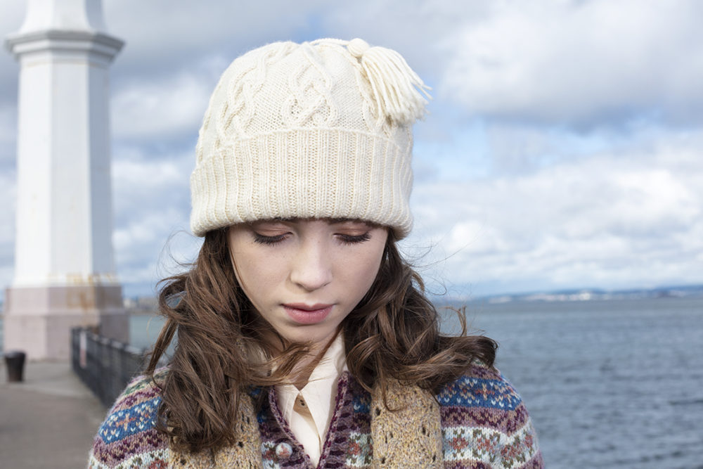 Kittiwake Hat design from Aran Knitting by Alice Starmore in Scottish Fleet pure British wool hand knitting yarn
