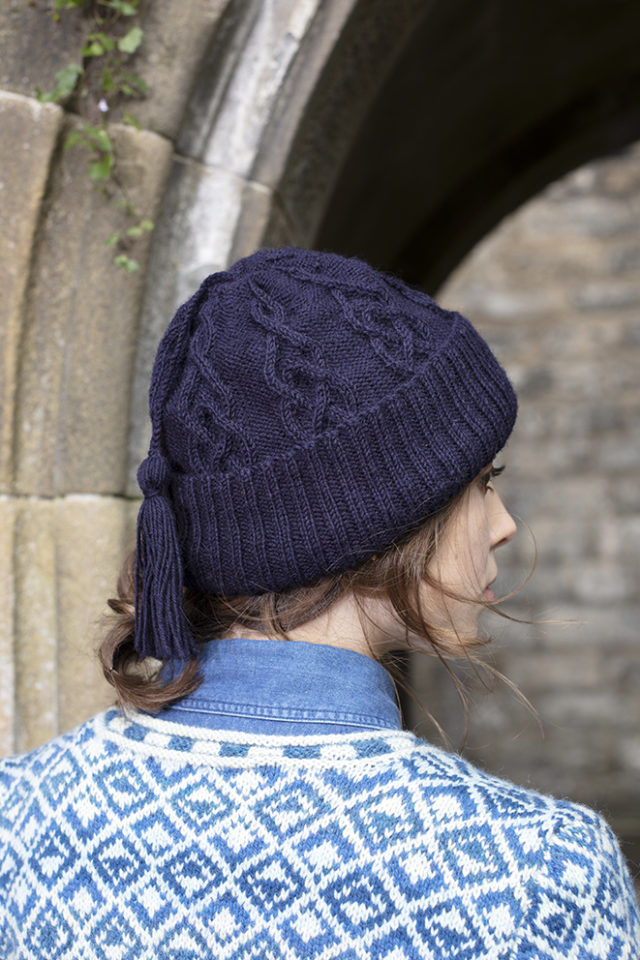 Kittiwake Hat design from Aran Knitting by Alice Starmore in Scottish Fleet pure British wool hand knitting yarn