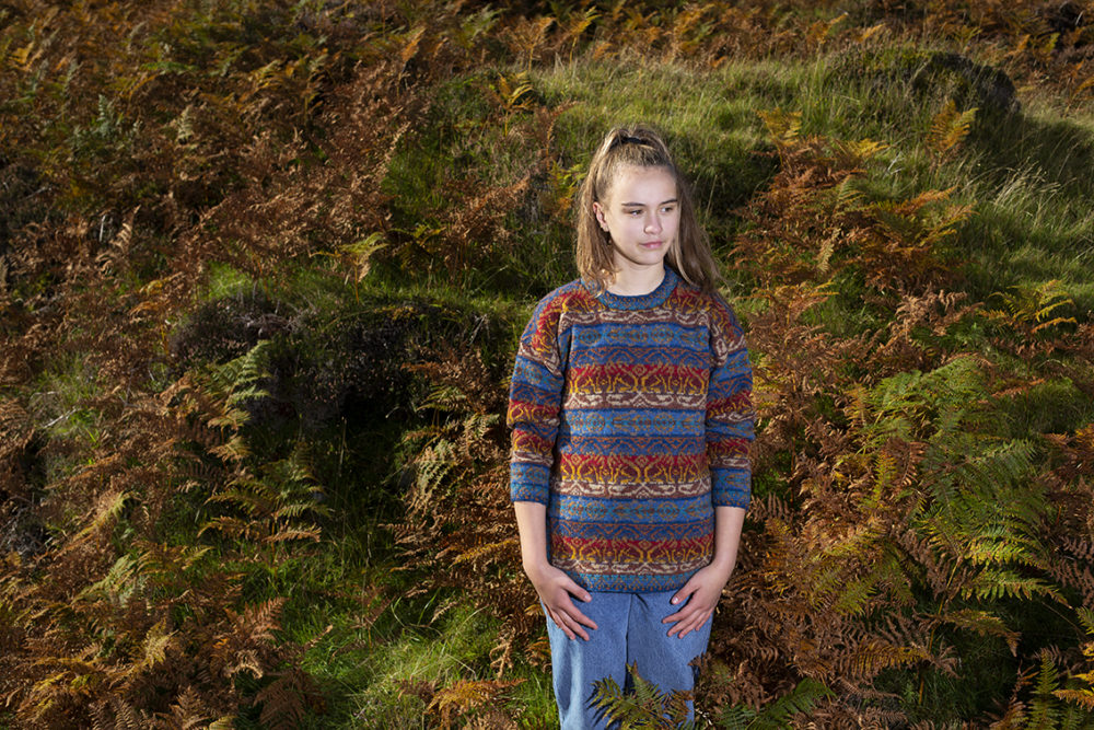 Leo Pullover patterncard knitwear design by Jade Starmore in pure wool Hebridean 2 Ply hand knitting yarn