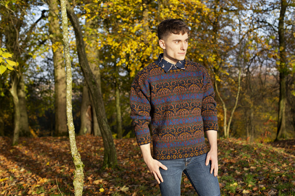 Glenesk patterncard knitwear design by Jade Starmore in pure wool Hebridean 2 Ply hand knitting yarn