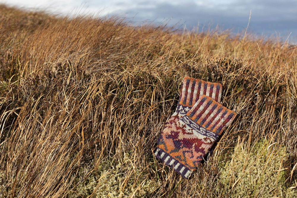 Hawk & Hound Hat Set patterncard knitwear design by Jade Starmore in pure wool Hebridean 2 & 3 Ply hand knitting yarn