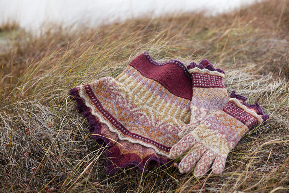 Herald Accessory Set patterncard knitwear design by Alice Starmore in pure wool Hebridean 2 & 3 Ply hand knitting yarn