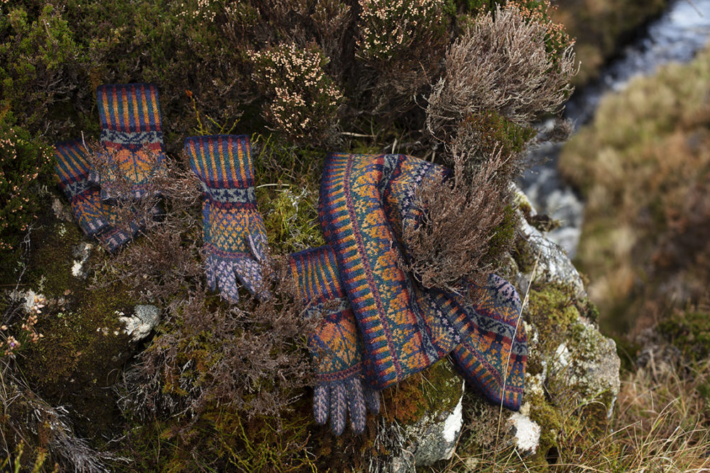 Oregon Autumn Hat Set patterncard knitwear design by Alice Starmore in pure wool Hebridean 2 Ply hand knitting yarn