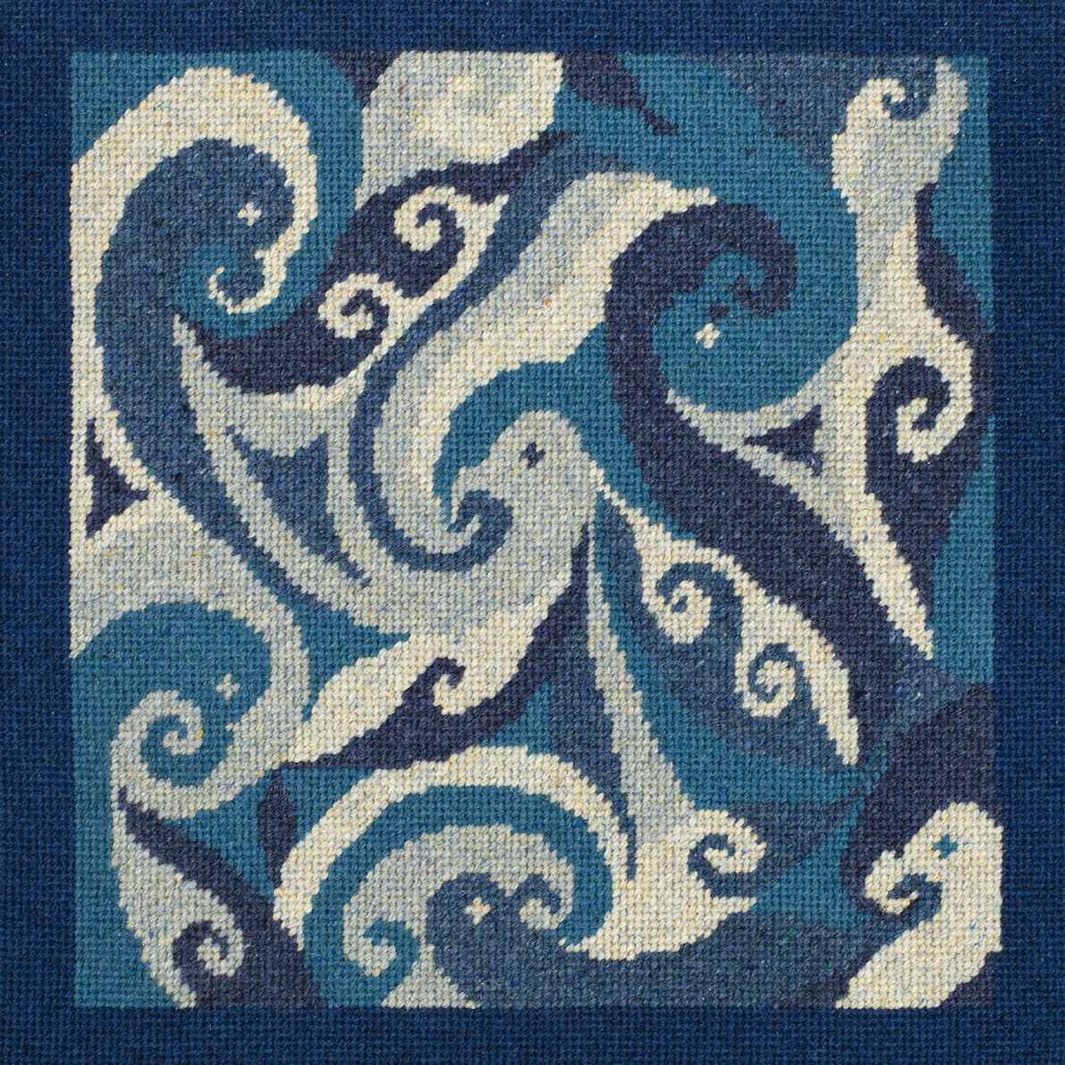 Needlepoint design by Alice Starmore worked in Hebridean 2 Ply hand-knitting yarn