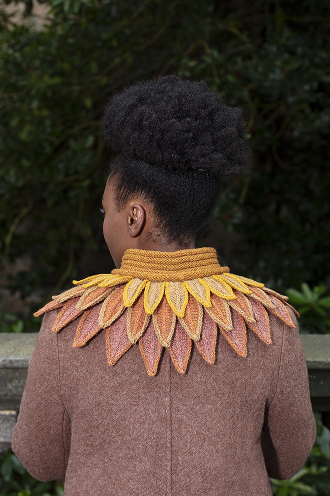 Raven Collar knitwear design from Glamourie by Alice Starmore in Hebridean 3 & 2 Ply hand knitting yarn