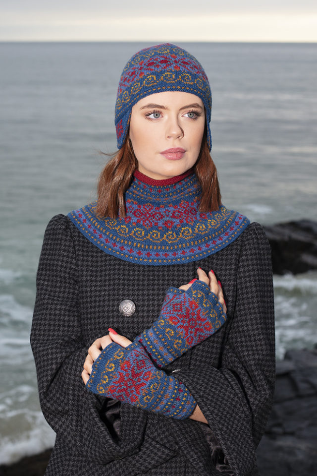Capillifolium Hat Set patterncard knitwear design by Alice Starmore in pure wool Hebridean 2 Ply hand knitting yarn