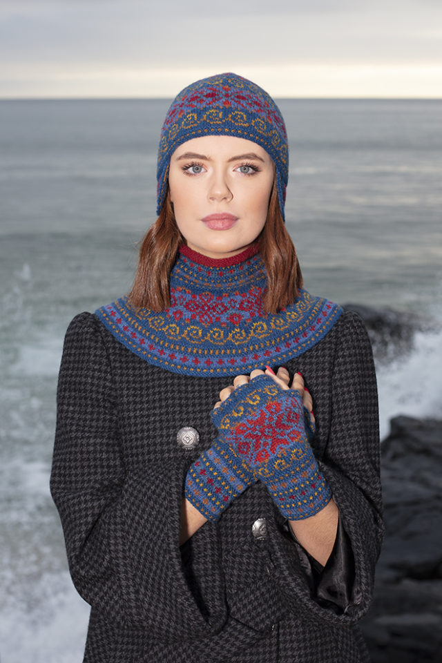 Capillifolium Hat Set patterncard knitwear design by Alice Starmore in pure wool Hebridean 2 Ply hand knitting yarn