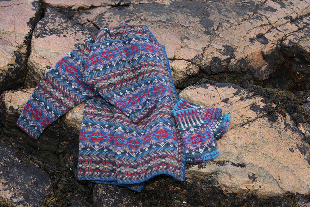 Marina Hat Set patterncard knitwear design by Alice Starmore in pure wool Hebridean 2 Ply hand knitting yarn