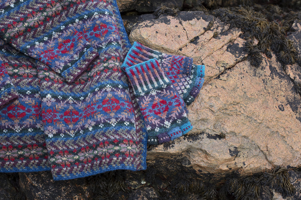Marina Hat Set patterncard knitwear design by Alice Starmore in pure wool Hebridean 2 Ply hand knitting yarn