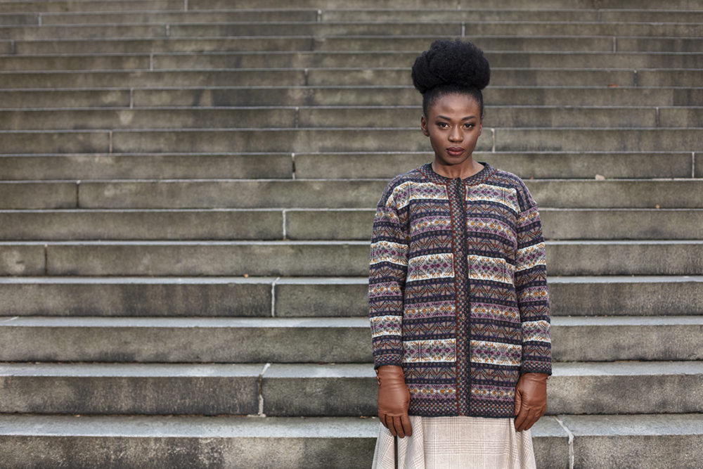 Rona patterncard knitwear design by Alice Starmore in pure wool Hebridean 2 Ply hand knitting yarn