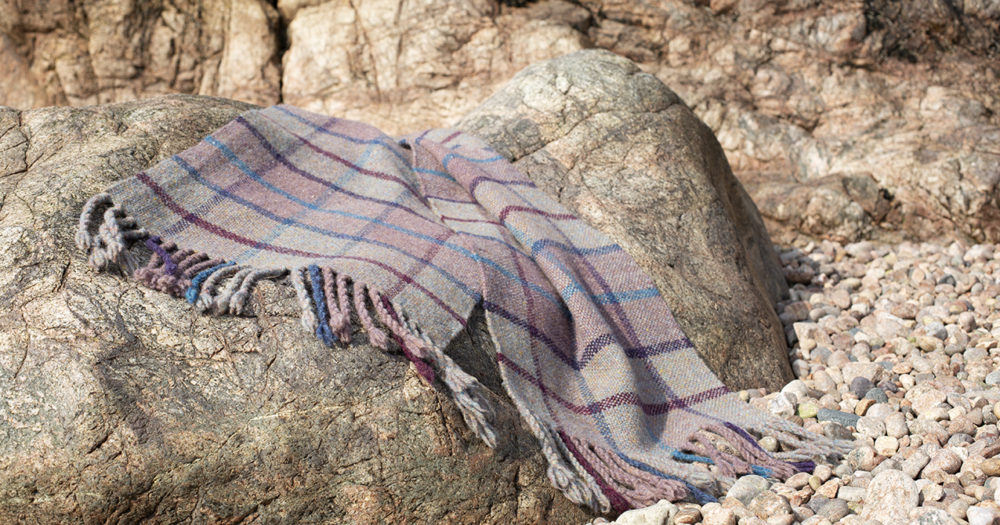 Woven scarf in Alice Starmore pure wool Hebridean Yarn