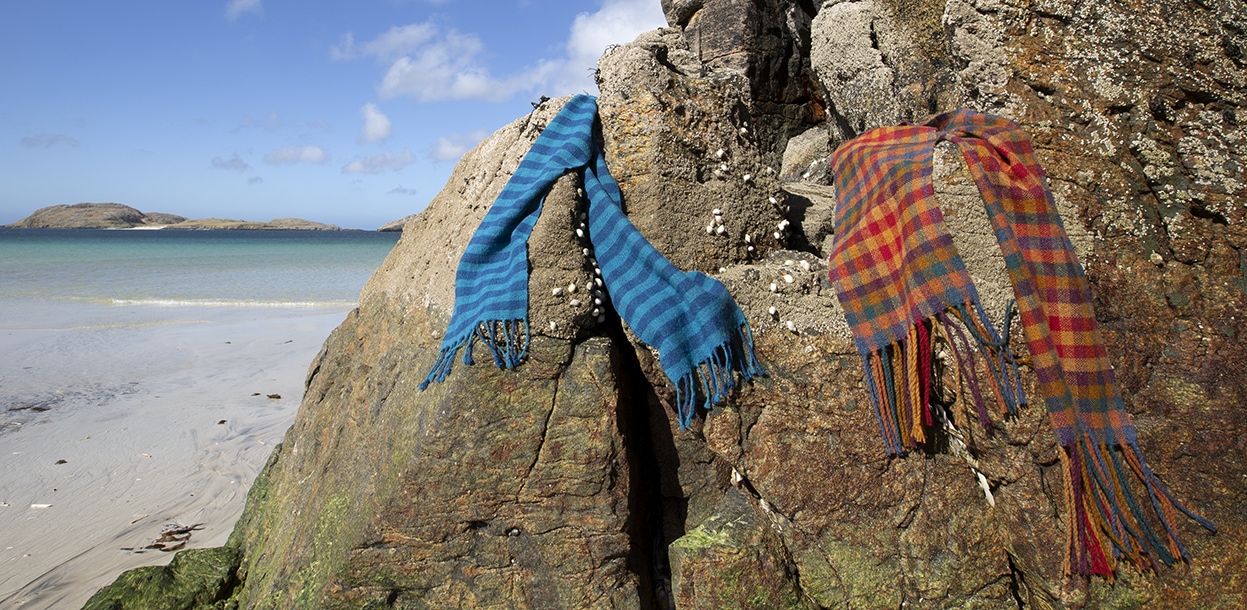 Woven scarf in Alice Starmore pure wool Hebridean Yarn