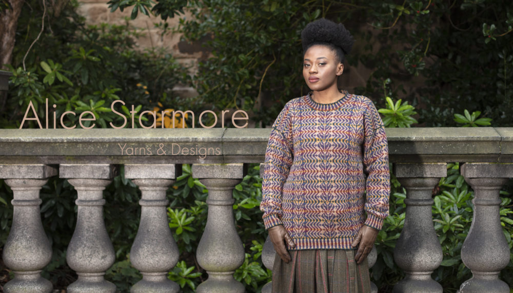 Selkie Pullover patterncard knitwear design by Alice Starmore in pure wool Hebridean 2 Ply hand knitting yarn