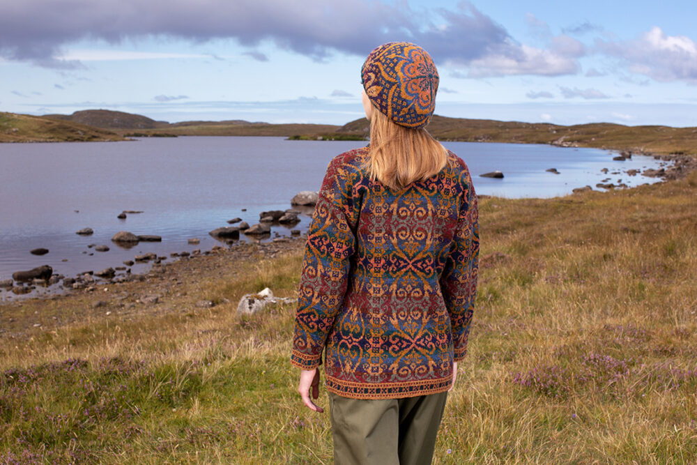 Henry VIII patterncard kit design by Alice Starmore in Hebridean 2 Ply yarn