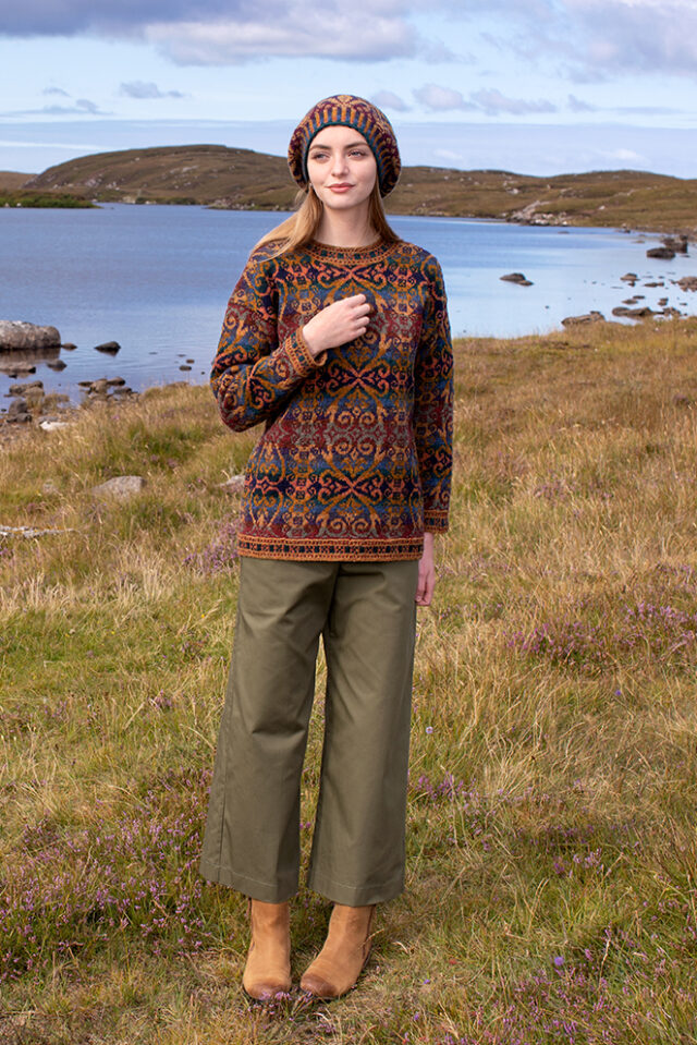 Henry VIII patterncard kit design by Alice Starmore in Hebridean 2 Ply yarn