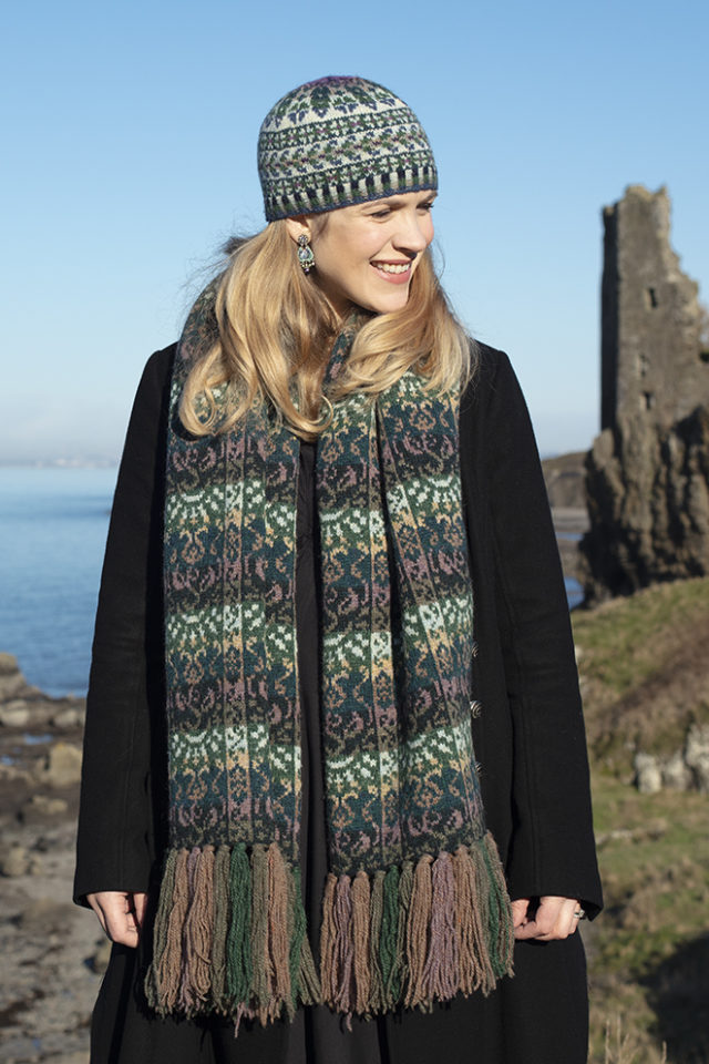Rheingold Wrap patterncard knitwear design by Jade Starmore in pure wool Hebridean 2 Ply hand knitting yarn