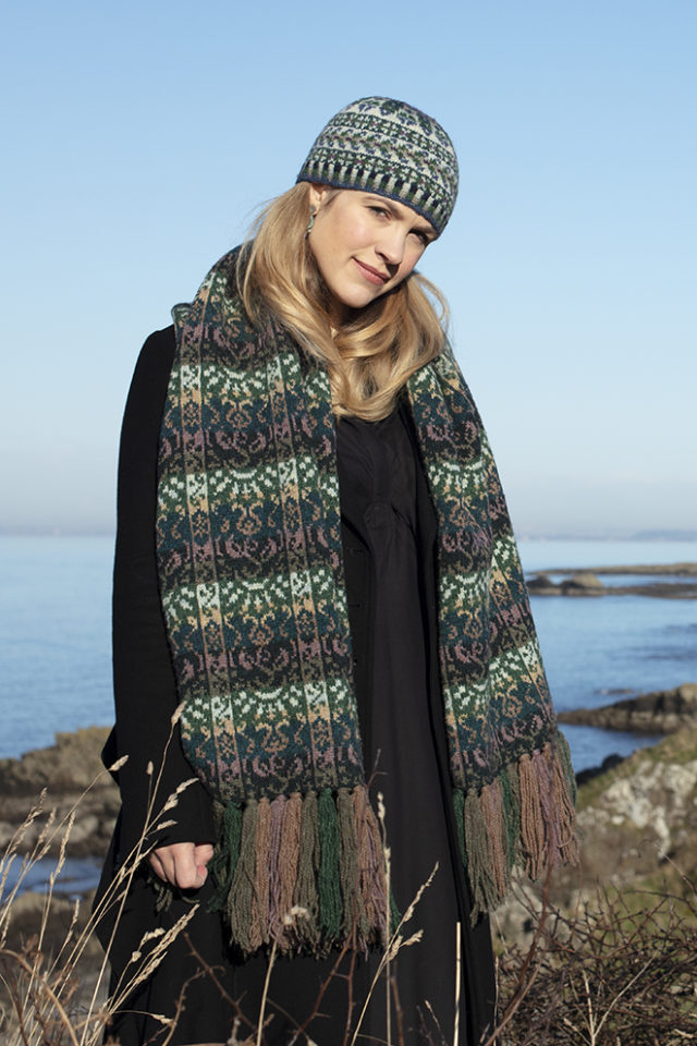 Rheingold Wrap patterncard knitwear design by Jade Starmore in pure wool Hebridean 2 Ply hand knitting yarn