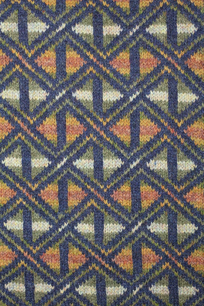 Rosemarkie Waistcoat patterncard knitwear design by Alice Starmore in pure wool Hebridean 2 Ply hand knitting yarn
