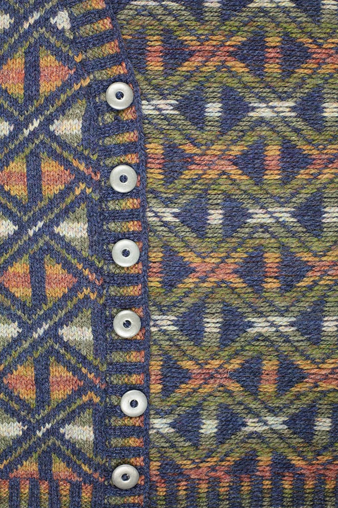 Rosemarkie Waistcoat patterncard knitwear design by Alice Starmore in pure wool Hebridean 2 Ply hand knitting yarn