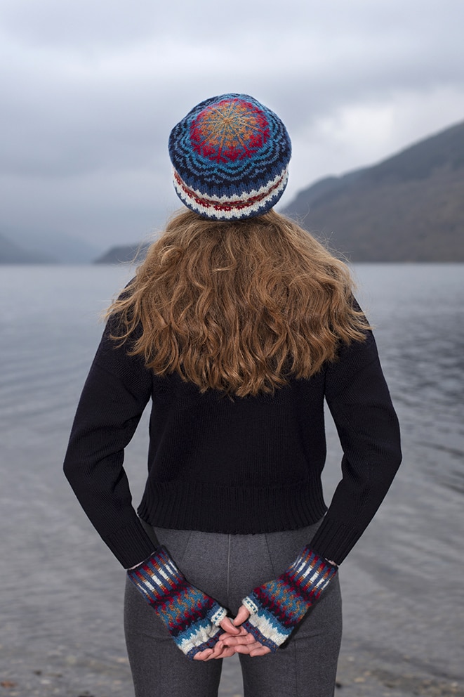 Wave Hat Set patterncard knitwear design by Alice Starmore in pure wool Hebridean 2 Ply hand knitting yarn