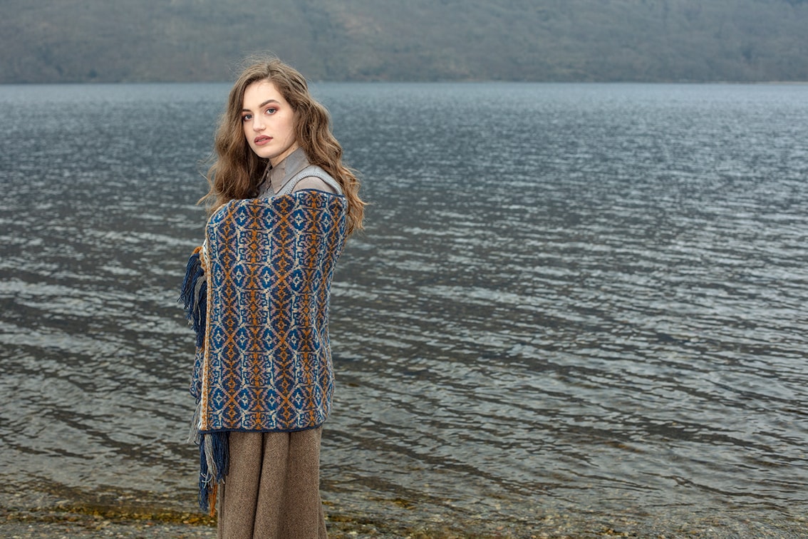 Arabesque hand knitwear design in Winter colourway by Jade Starmore from the book A Collector's Item