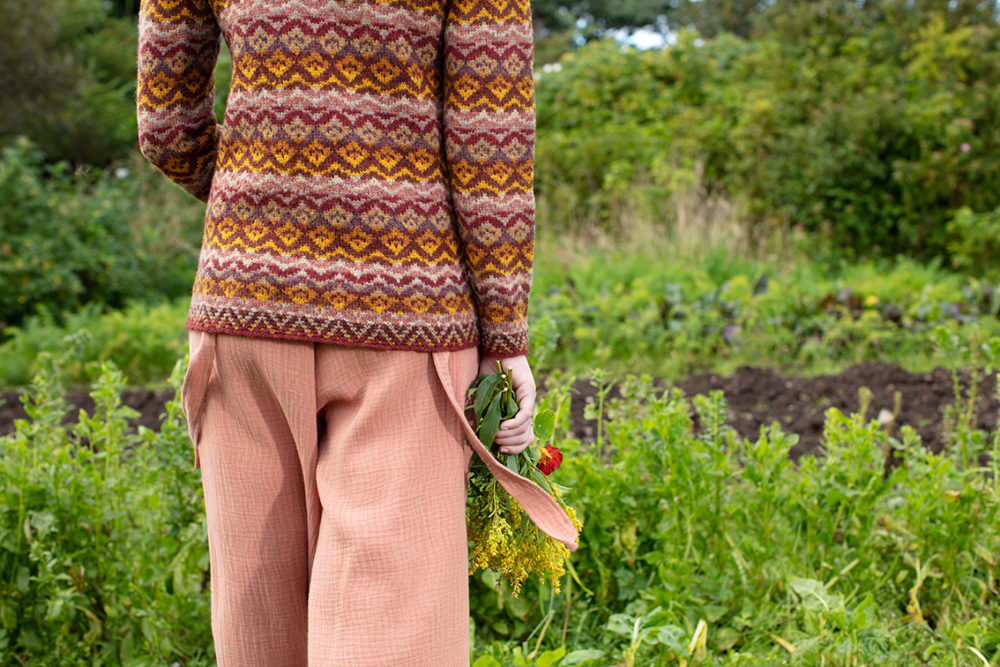 Painted Lady patterncard knitwear design by Jade Starmore in pure wool Hebridean 2 Ply hand knitting yarn