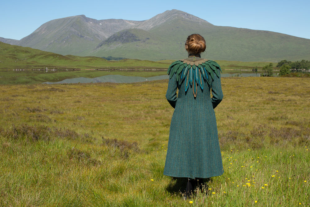 Lapwing Collar patterncard knitwear design by Alice Starmore in pure wool Hebridean 2 Ply hand knitting yarn