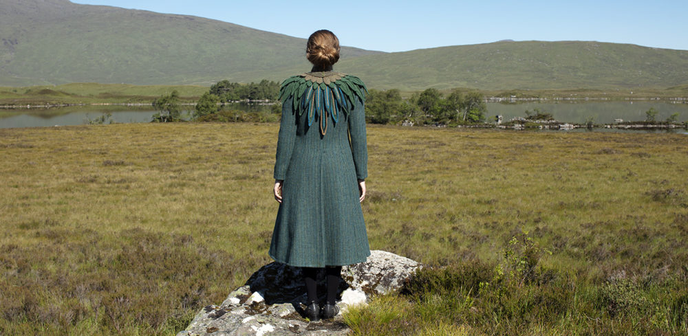 Lapwing Collar patterncard knitwear design by Alice Starmore in pure wool Hebridean 2 Ply hand knitting yarn