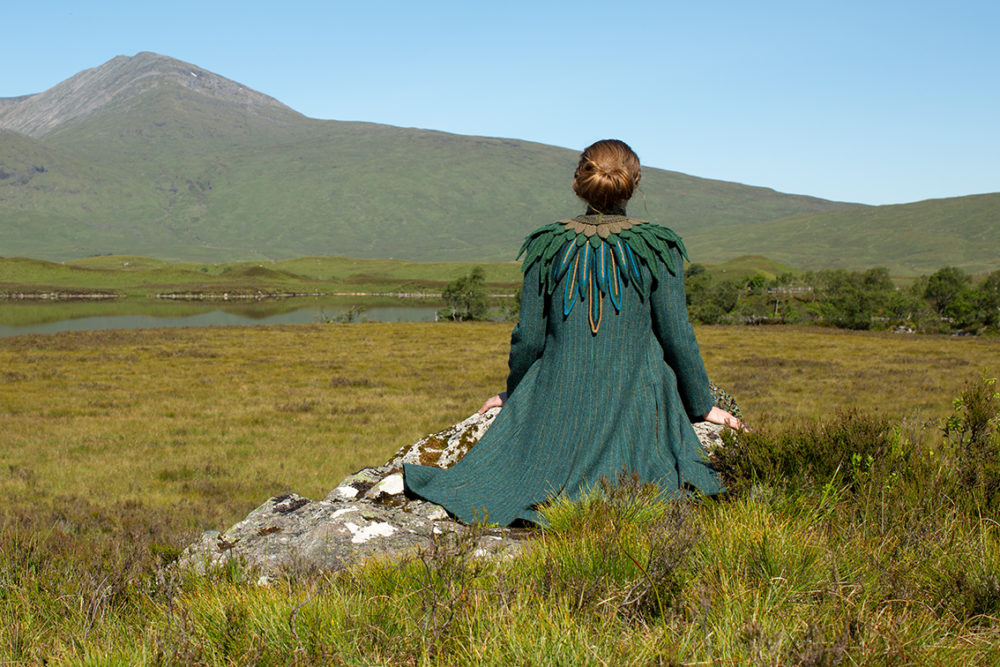 Lapwing Collar patterncard knitwear design by Alice Starmore in pure wool Hebridean 2 Ply hand knitting yarn