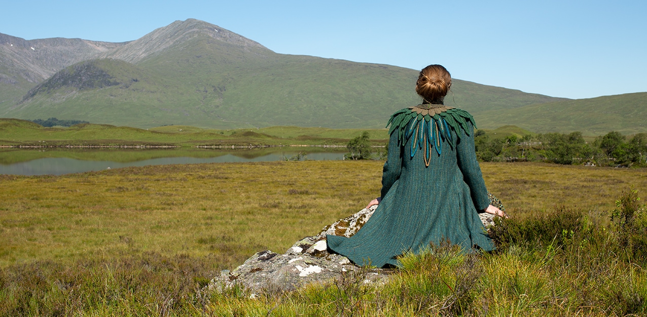 Lapwing Collar patterncard knitwear design by Alice Starmore in pure wool Hebridean 2 Ply hand knitting yarn