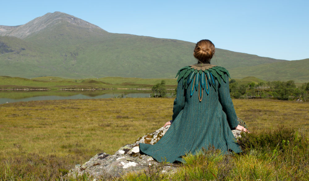 Lapwing Collar patterncard knitwear design by Alice Starmore in pure wool Hebridean 2 Ply hand knitting yarn