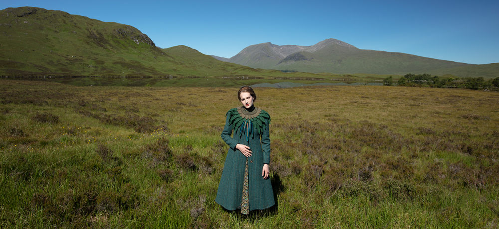 Lapwing Collar patterncard knitwear design by Alice Starmore in pure wool Hebridean 2 Ply hand knitting yarn