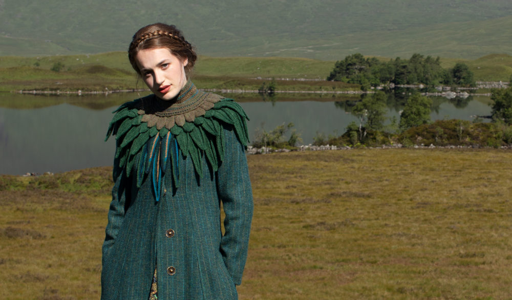 Lapwing Collar patterncard knitwear design by Alice Starmore in pure wool Hebridean 2 Ply hand knitting yarn