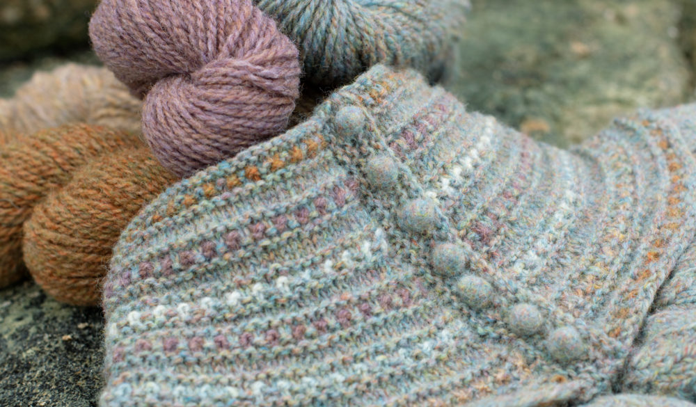 Lapwing Collar patterncard knitwear design by Alice Starmore in pure wool Hebridean 2 Ply hand knitting yarn