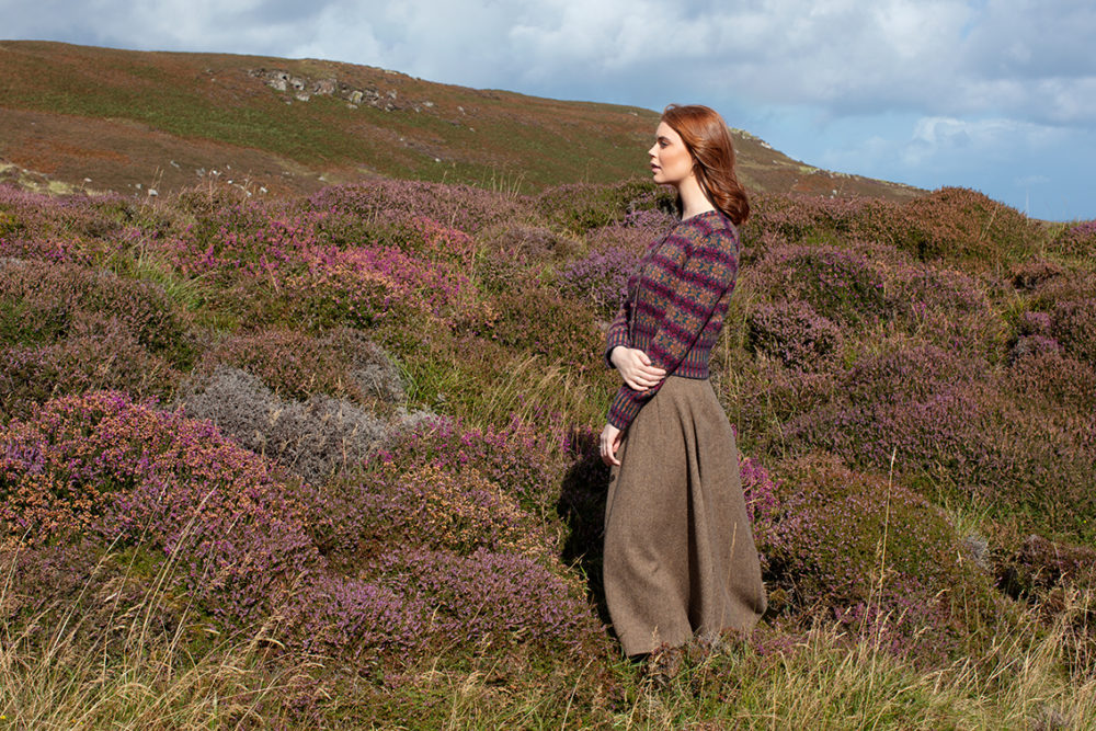 Mòinteach patterncard knitwear design by Alice Starmore in pure wool Hebridean 2 Ply hand knitting yarn