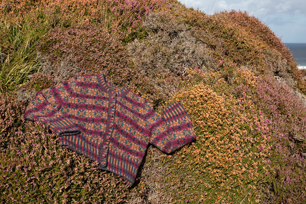 Mòinteach patterncard knitwear design by Alice Starmore in pure wool Hebridean 2 Ply hand knitting yarn