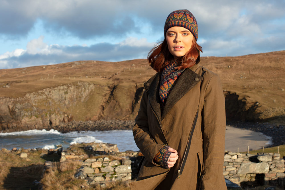 Oregon Autumn Hat Set patterncard knitwear design by Alice Starmore in pure wool Hebridean 2 Ply hand knitting yarn