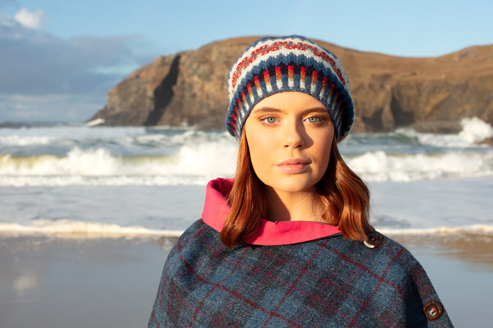Wave Hat Set and Donegal patterncard knitwear designs by Alice Starmore in pure wool Hebridean 2 Ply hand knitting yarn