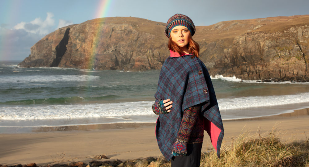 Marina Hat Set and Donegal patterncard knitwear designs by Alice Starmore in pure wool Hebridean 2 Ply hand knitting yarn
