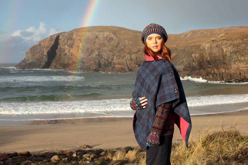 Marina Hat Set and Donegal patterncard knitwear designs by Alice Starmore in pure wool Hebridean 2 Ply hand knitting yarn