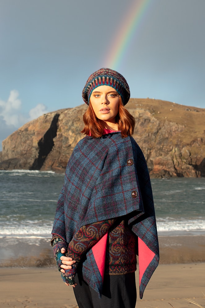 Marina Hat Set and Donegal patterncard knitwear designs by Alice Starmore in pure wool Hebridean 2 Ply hand knitting yarn