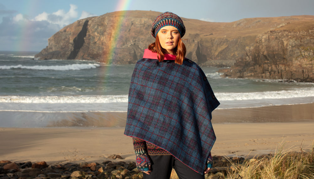Marina Hat Set and Donegal patterncard knitwear designs by Alice Starmore in pure wool Hebridean 2 Ply hand knitting yarn