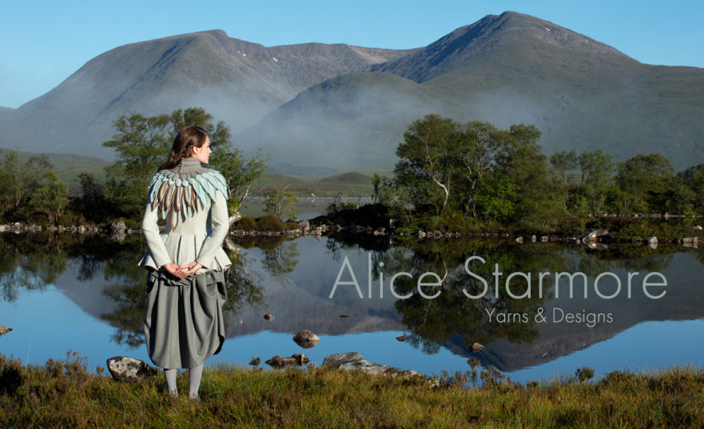Lapwing Collar patterncard knitwear design by Alice Starmore in pure wool Hebridean 2 Ply hand knitting yarn