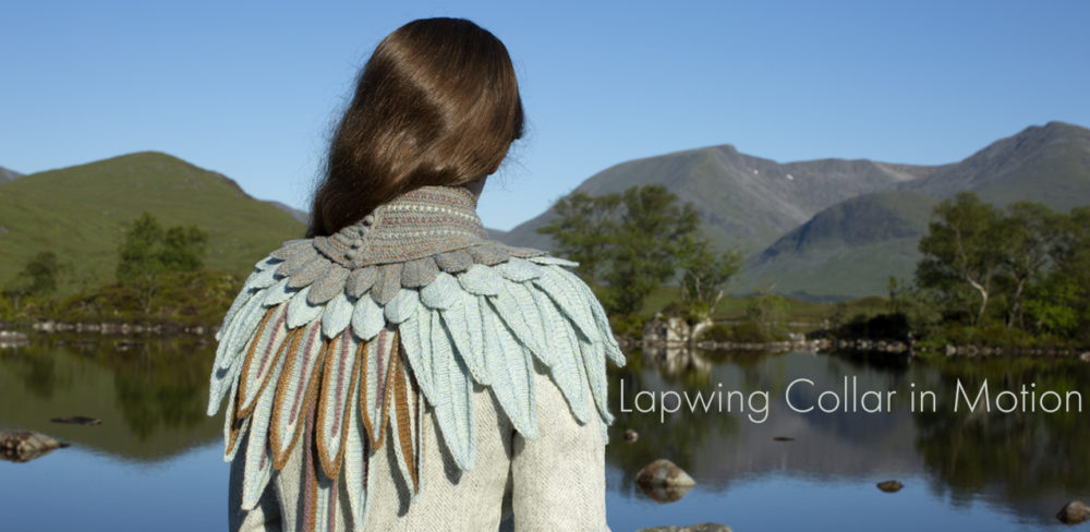 Lapwing Collar patterncard knitwear design by Alice Starmore in pure wool Hebridean 2 Ply hand knitting yarn