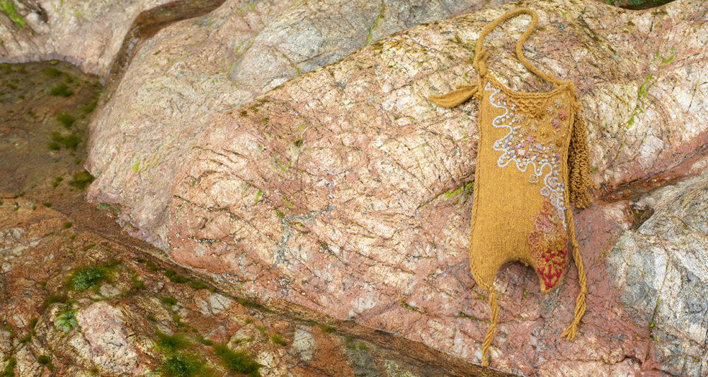Mermaid's Purse knitwear design by Alice Starmore in pure wool Hebridean 3 Ply hand knitting yarn