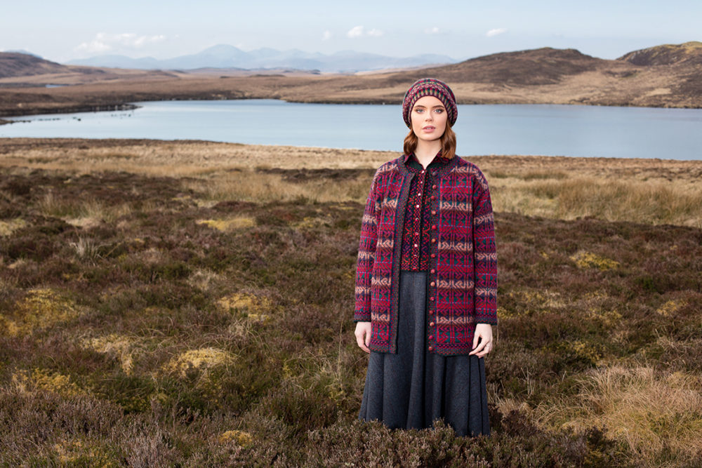 Alba patterncard knitwear design by Alice Starmore in pure wool Hebridean 2 Ply hand knitting yarn